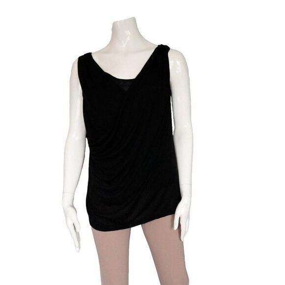 Club Monaco Women's Medium Black Tank Top Scoop Neck Jersey Ribbon Strap Shirt - Picture 8 of 8